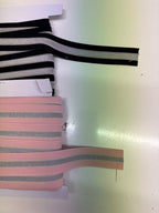 Elastik svart og rosa stríput 40 kr mtr.