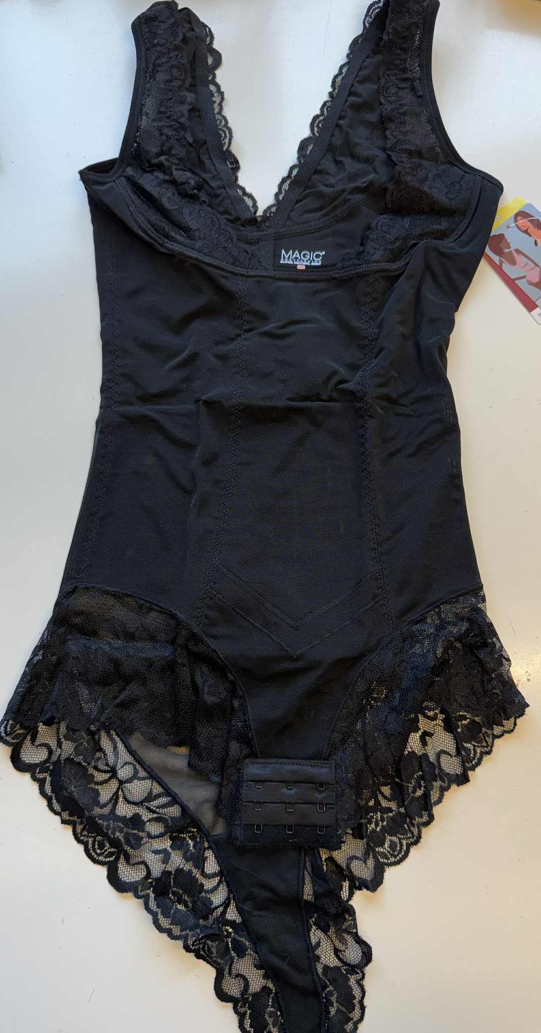 Inn spennari bodystocking svart/ljósabrúnt