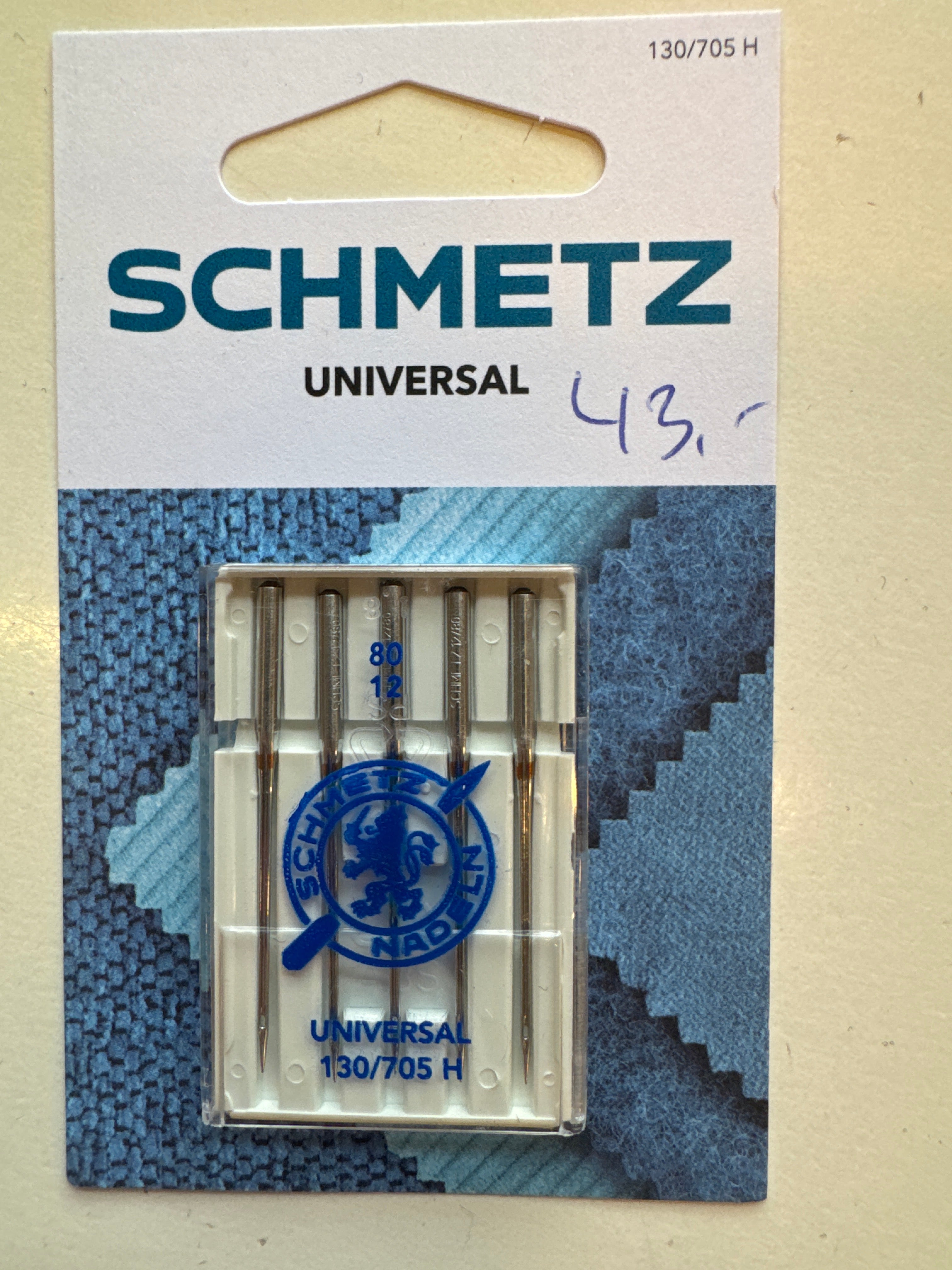 Schmetz seymimaskinu nálir stødd 80, 43 kr pakkin