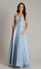 Ljósabláur langur veitslukjóli stødd M