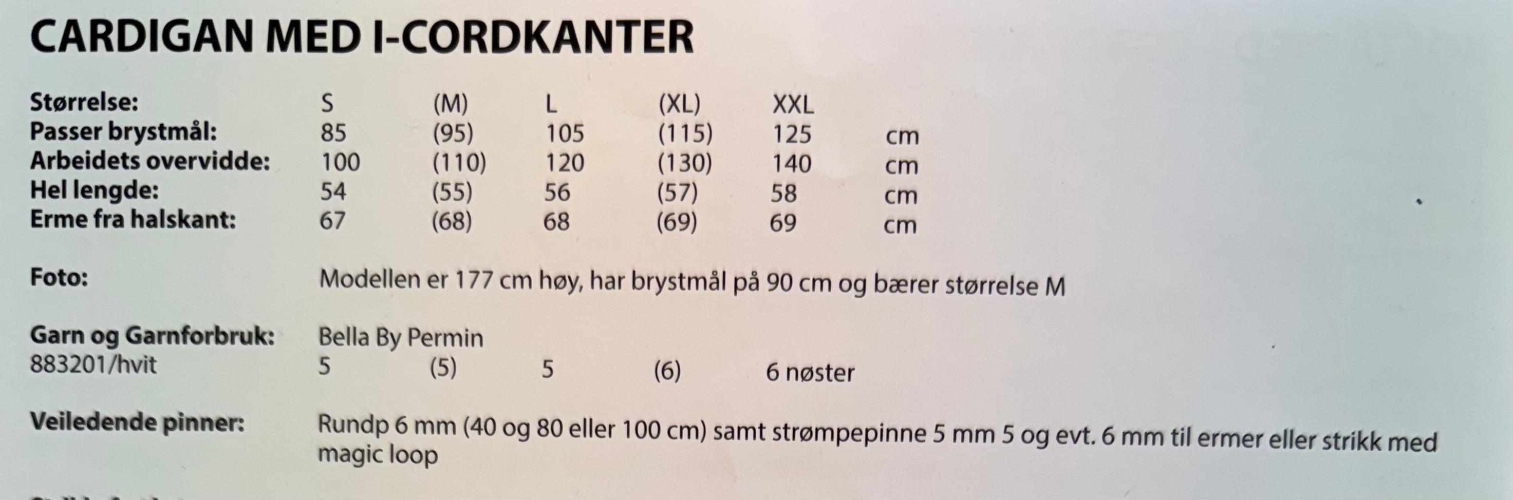 Bindiuppskrift tógv Bella by Permin verður brúkt.