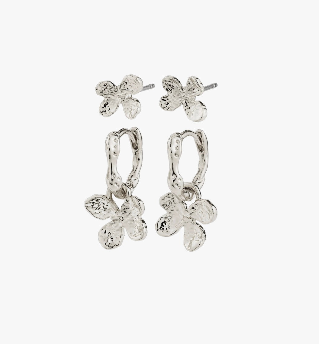 AJANI øreringe 2-i-1 sæt, sølvbelagt