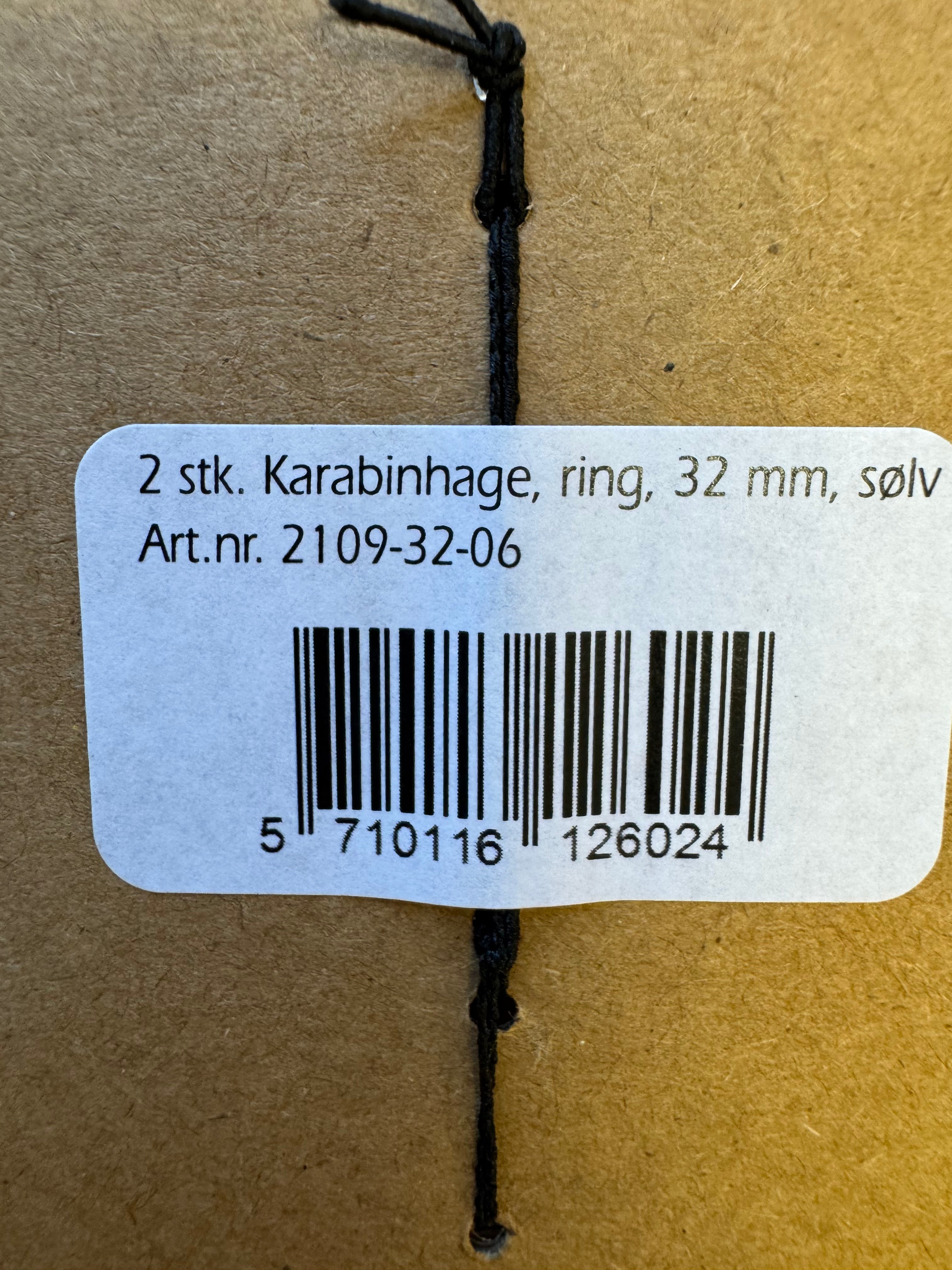 Karabinhage silvur 2 stk. til taskur