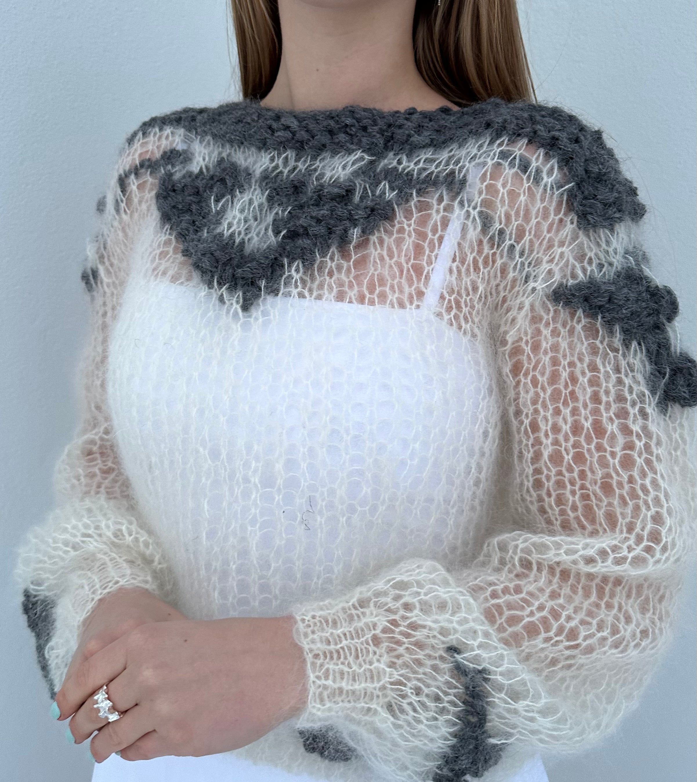 Bella / Alice uppskrift - Hvítt/Grátt tógv